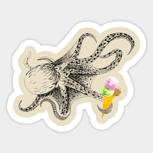 octopus with ice cream Sticker